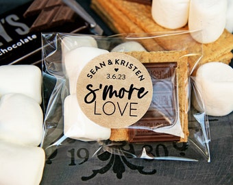 S’more Love Script Stickers - Thème Camping Mariage ou faveurs nuptiales - DIY Food Favor - 20 autocollants (nourriture non incluse)