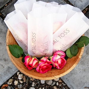 Petal Toss Wedding Exit Personalized Bags Pack of 20 Large Size Glassine Bags image 2