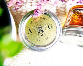 Autocollants de miel sur thème d’abeille personnalisés - Faveur de mariage, pot de miel - Accessoire de faveur alimentaire - 20 autocollants (nourriture non incluse)