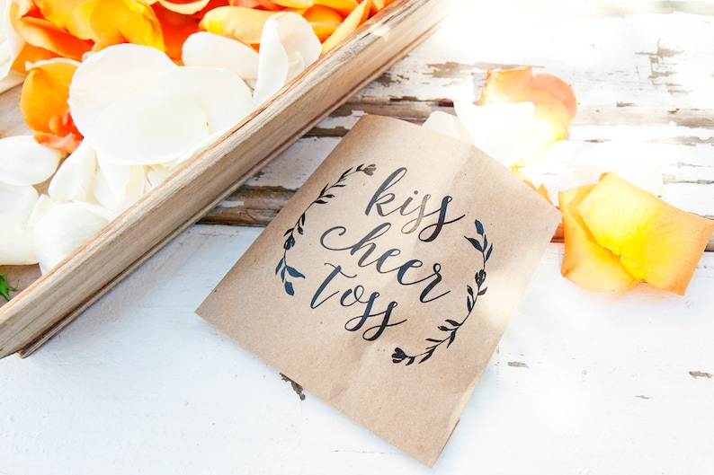 Fill with your own Rose or Flower Petals Kiss Cheer Toss Kraft Paper Favor Bags Wedding Petal Toss Bag 20 pack