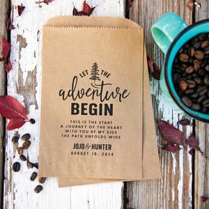 Let the Adventure Begin - Wedding Favor Bag - Outdoor Lovers - 20 Flat Kraft Bags (fill not included)