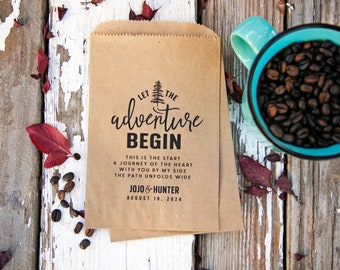 Let the Adventure Begin - Wedding Favor Bag - Outdoor Lovers - 20 Flat Kraft Bags (fill not included)