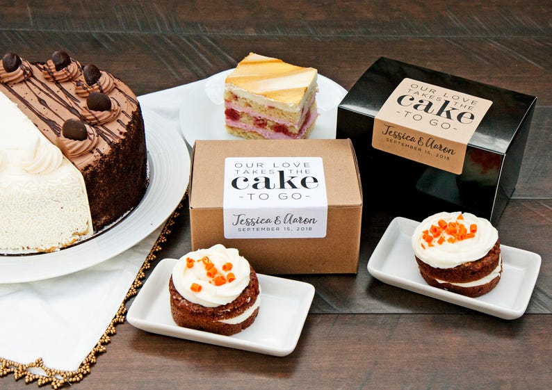 Cake Box Stickers Personalized Wedding Favor To Go Cupcake Etsy