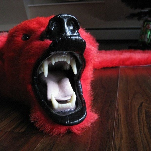 Dramatic Red Faux Bearskin Rug - Limited Edition (21)