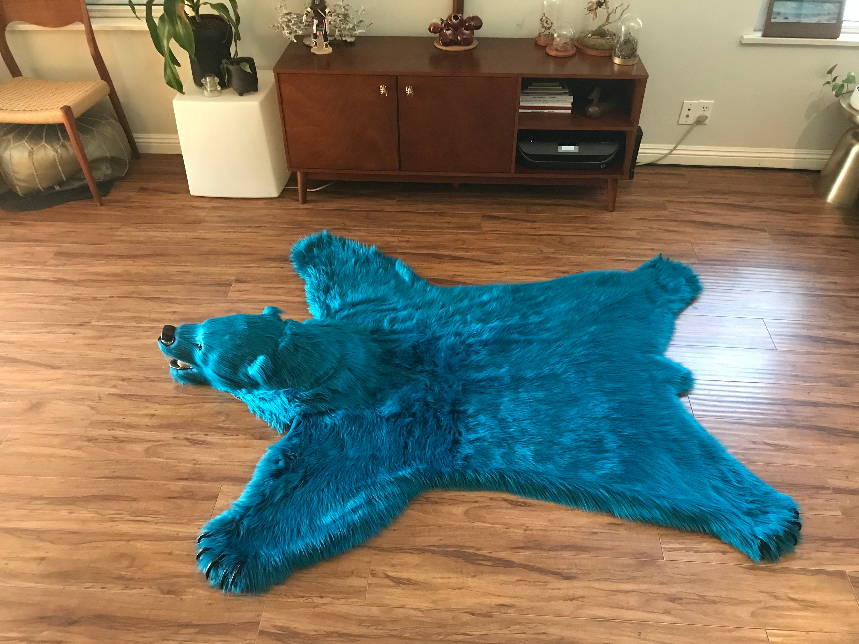 Cookie Monster Blue Faux Bearskin Rug - Etsy