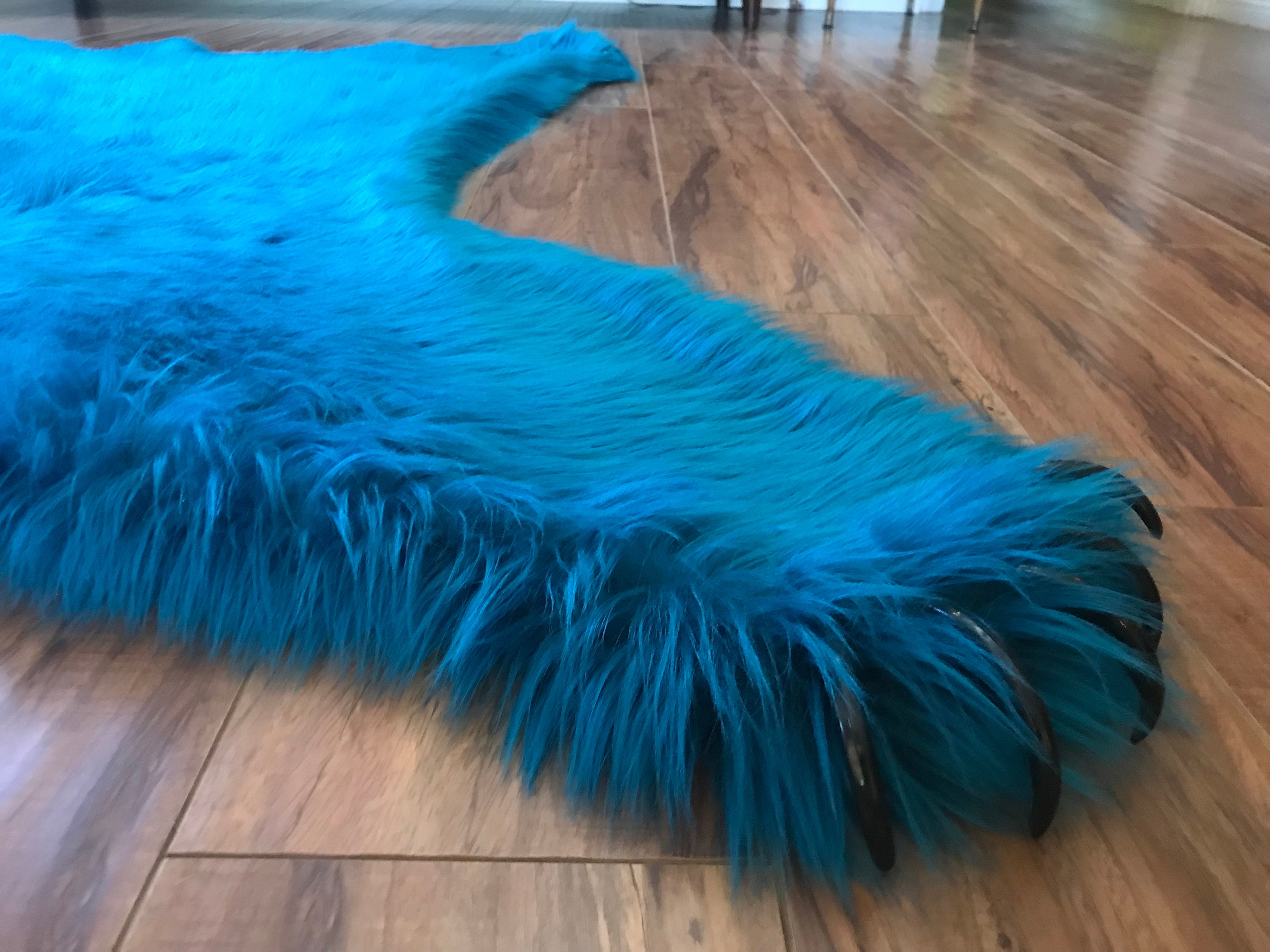 Cookie Monster Blue Faux Bearskin Rug - Etsy
