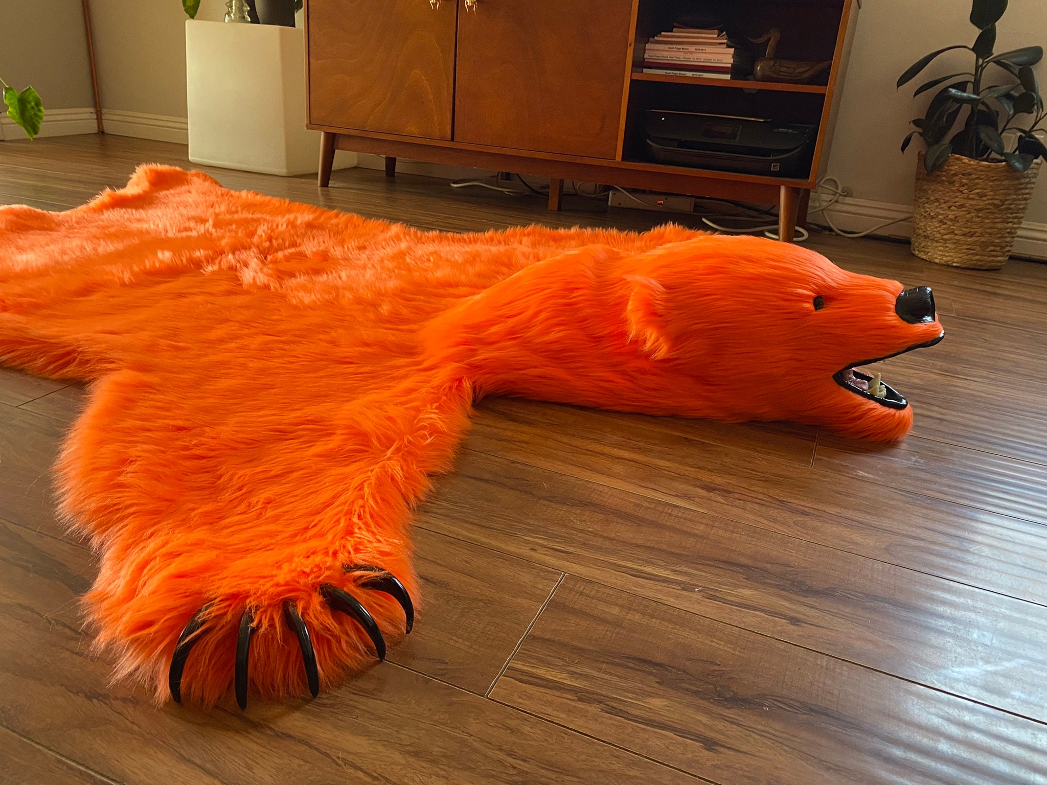 Hazard-orange Faux Bearskin Rug - Etsy
