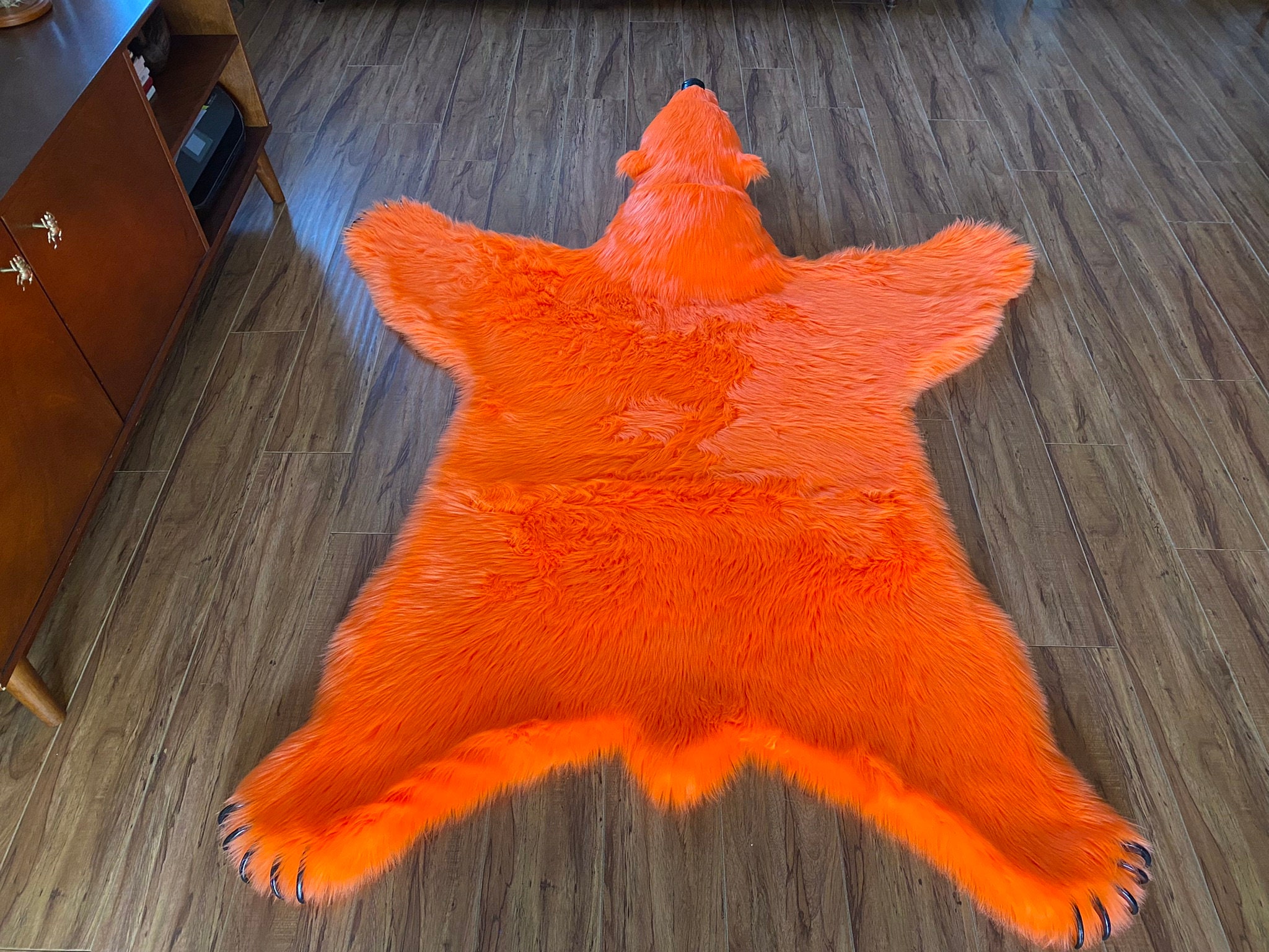 Hazard-orange Faux Bearskin Rug - Etsy