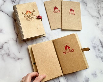 Customizable Wood Grilling Journal, Grill Master Notes, Dad Gift, Personalized Fathers Day