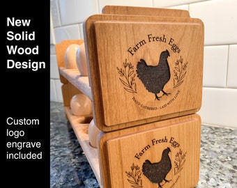 One Custom Solid Wood Egg Rack with your logo or choose a custom logo