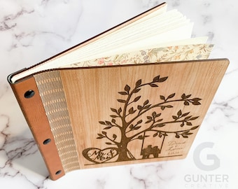 Personalized Wood Guest Book with Living Hinge, Wedding Album