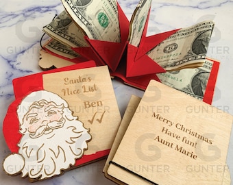 Personalized Santa's Nice List Money Holder, Christmas Gift
