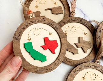 States Ornament, Countries Ornament, Personalized Family Christmas Ornament, gift for family far away, distance relationship, friends far