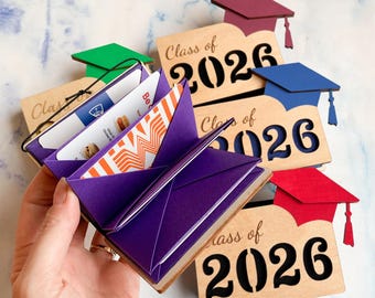 Gift card holder for graduate, personalized folded paper book, for graduation, gift for high school, college graduate, class of 2026
