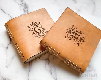 Personalized Leather Journal: Monogrammed Handmade Travel Sketchbook, Personalized Dad Gift