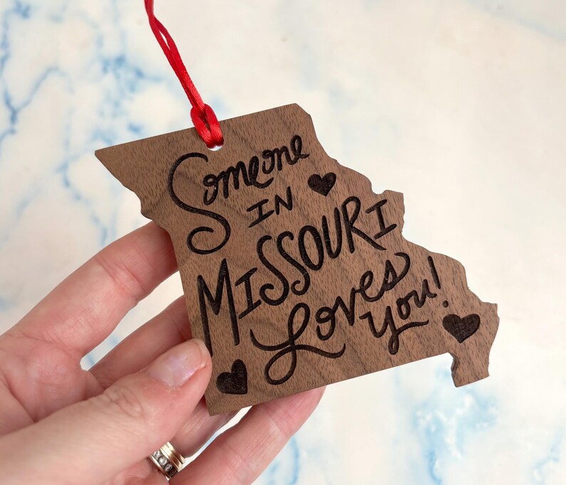 Personalized Missouri Ornament: Solid Walnut Wood, Out-of-state Family ...