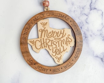 Personalized Texas Christmas Ornament: Family Keepsake, Merry Christmas Ya'll