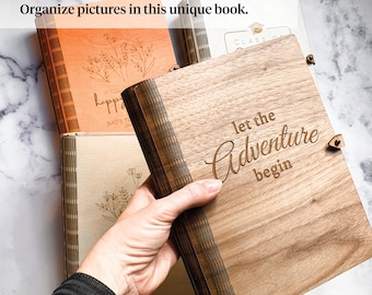 Personalized Wooden Photo Album: Custom Memory Book, Guest Book