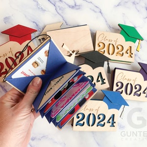 Gift card holder for graduate, personalized folded paper book, for graduation, gift for high school, college graduate, customize with colors