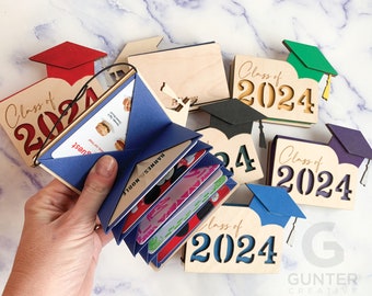 Gift card holder for graduate, personalized folded paper book, for graduation, gift for high school, college graduate, customize with colors