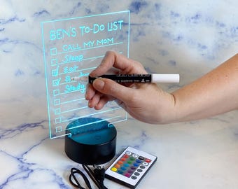 Personalized LED To-Do List: Engraved Acrylic Dorm Decor
