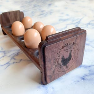 One Custom Solid Wood Egg Rack with your logo or choose a custom logo