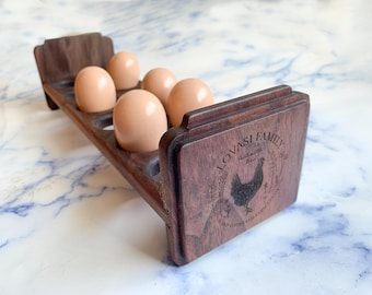 Custom Solid Wood Egg Rack: Personalized Logo Engraved