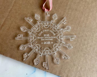 Personalized New Home Snowflake Ornament: Engraved Acrylic Keepsake