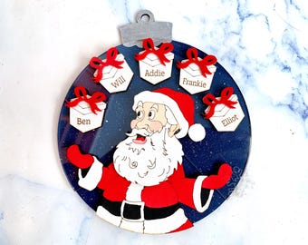 Personalized Juggling Santa Ornament: Grandkids Names Christmas Decor