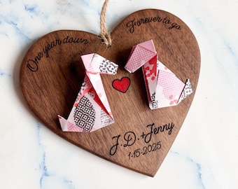 Origami Dog & Cat 1st Anniversary Ornament, Paper Anniversary Gift