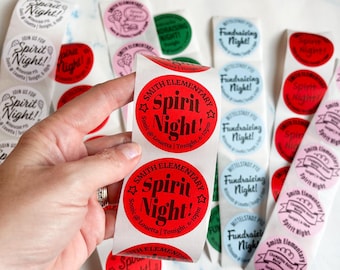 Custom Fundraiser Night Stickers, Personalized for school event