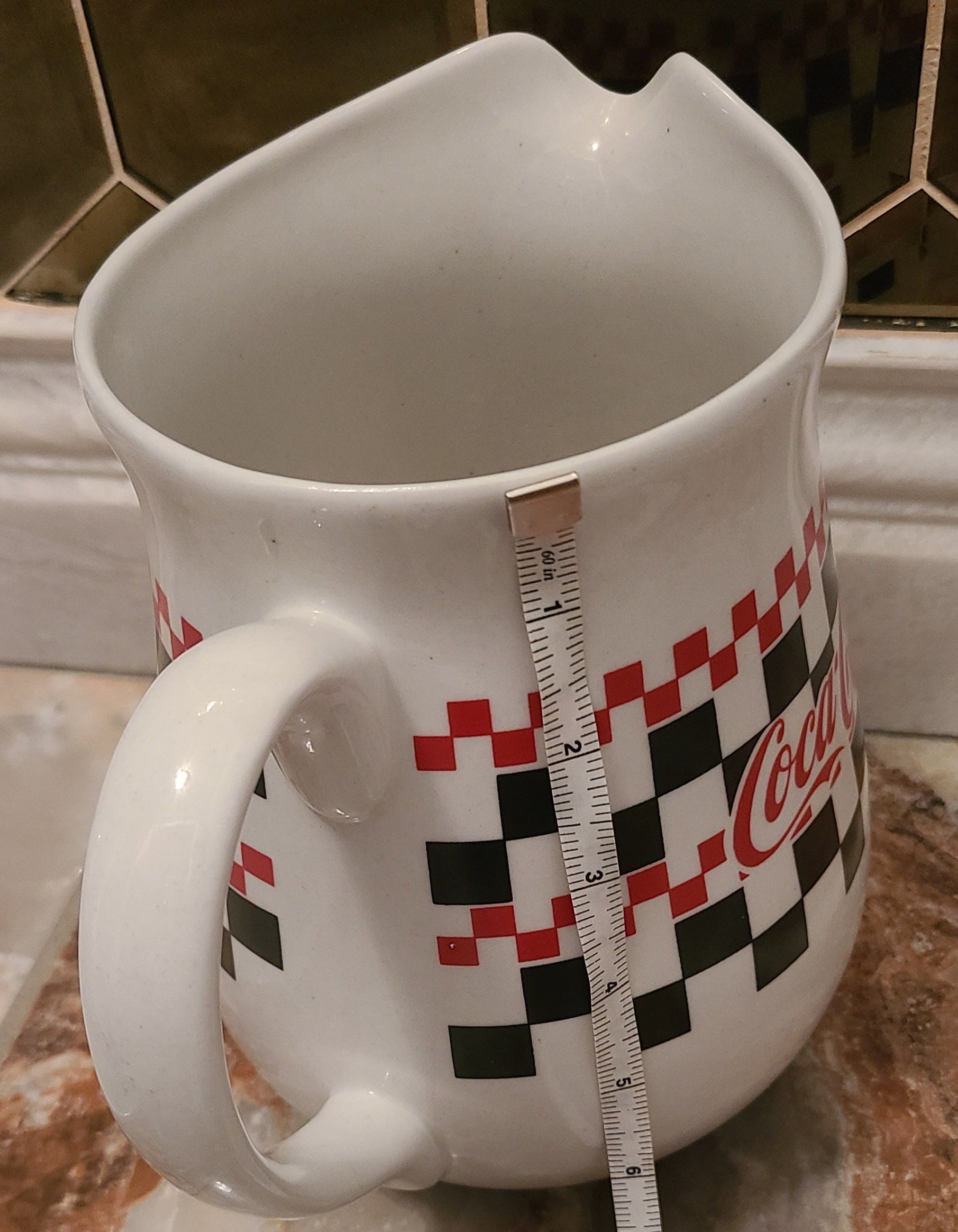 Vintage 1996 Coca-cola Checkered Pitcher Dinnerware Gibson - Etsy