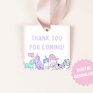 Puppy Paw-ty Birthday Favor Tags, Favor Sticker, Let&#39;s Paw-ty, Puppy Party Birthday Editable Printable Template, INSTANT DOWNLOAD