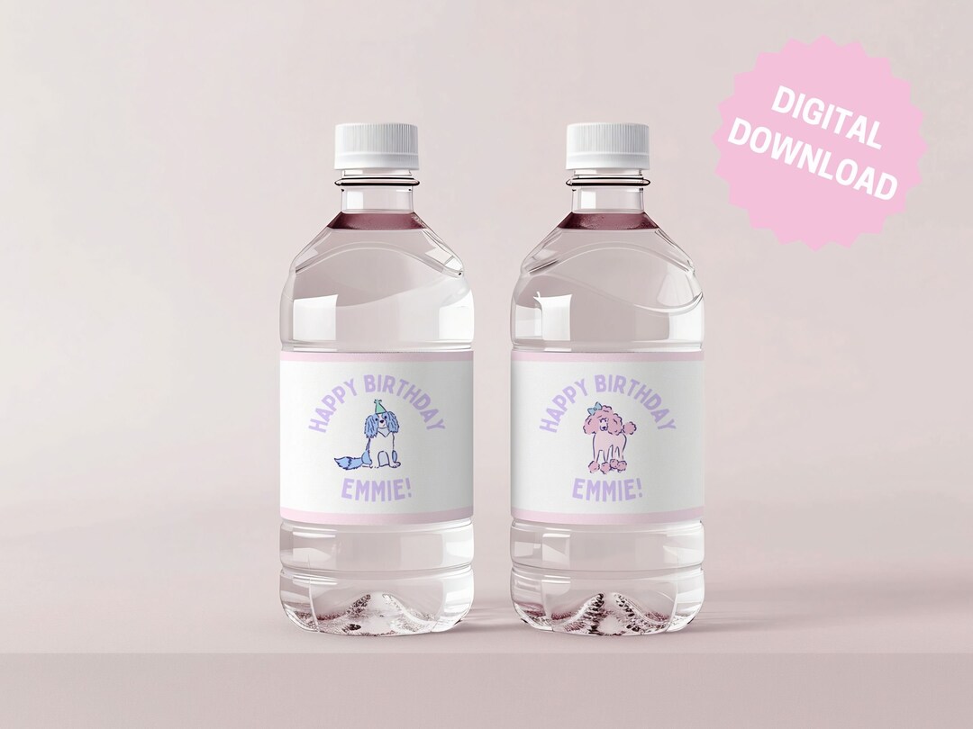 Puppy Paw-ty Birthday Water Bottle Label Template, Let's Paw-ty Party ...