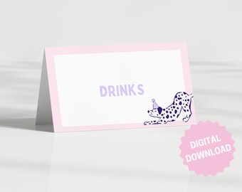 Puppy Paw-ty Food Tents, Let's Paw-ty Food Labels, Girl's Puppy Birthday Party Decorations, Editable Printable INSTANT DOWNLOAD