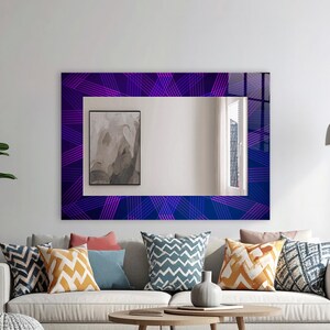Dark Purple Tempered Glass Mirror - Horizontal Large Mirror Wall Decor