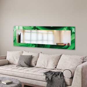 Green Round Mirror, Green Mirror for Living Room, Green Bedroom Mirror ...