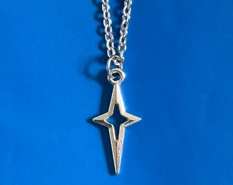 Y2K Silber spitze Stern Halskette Herren Anhänger Halskette, Edgy Halskette, Herren Silber Charm Halskette, Herrenschmuck, Damenschmuck, Modern