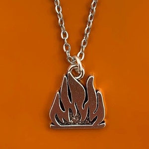 Flamme Halskette Silber Edelstahl Herren Silber Kette Damen Silber Halskette Anhänger Halskette