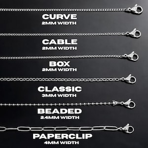 Silver Chain, Stainless Steel Chain, Silver Necklace, Silver Chain Necklace, Rope Chain , Cable Chain, Box chain, Beaded Ball, Men's Women's