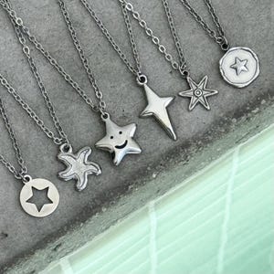 Silber Stern Halskette Herren Anhänger Halskette, Damen zierliche Halskette, Herren Silber Charm Halskette, Herren Schmuck, Damen Schmuck, Stern Charm