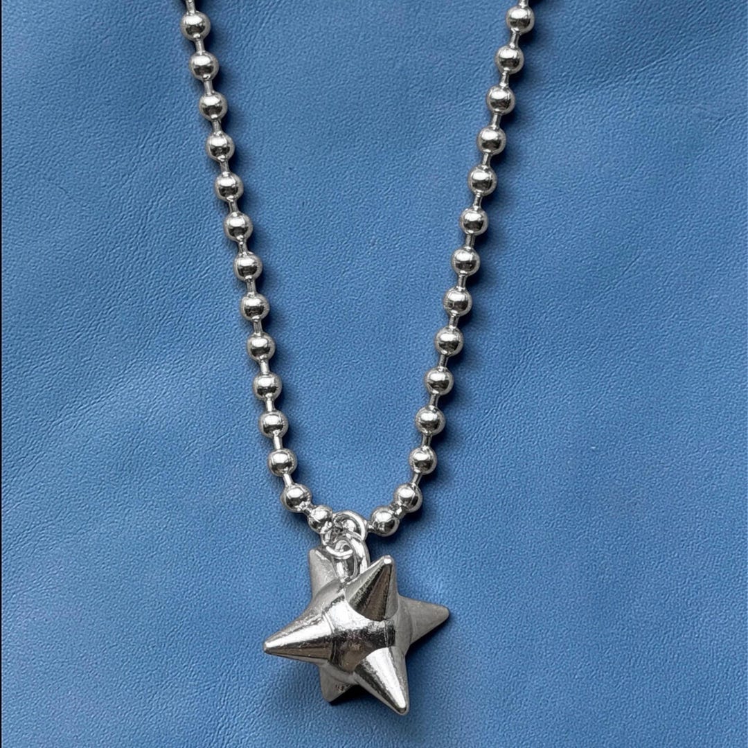Silver Spike Ball Necklace Mens Women's Chain for Everyday Wear