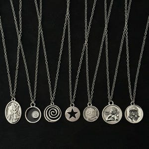 Silver Mens Necklace, Silver Necklace for Men, Silver Pendant Necklace, Mens Jewellery, Disc Necklace, Silver Chain Necklace, Charm Necklace