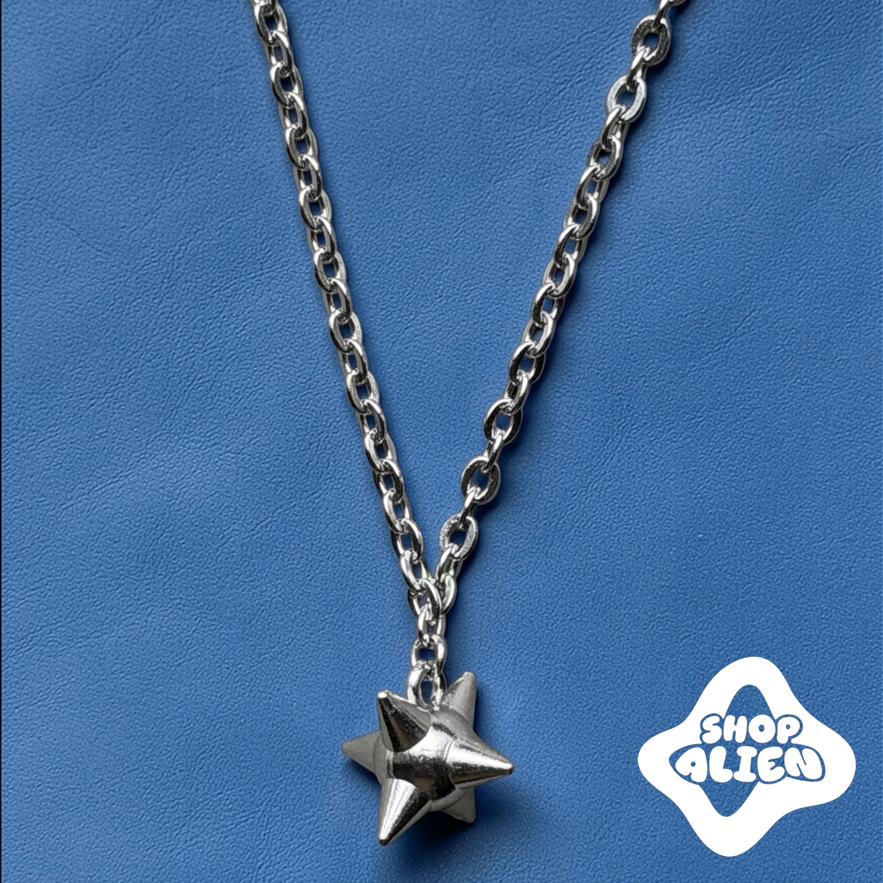 Silver Spike Ball Necklace Mens Women's Chain for Everyday Wear