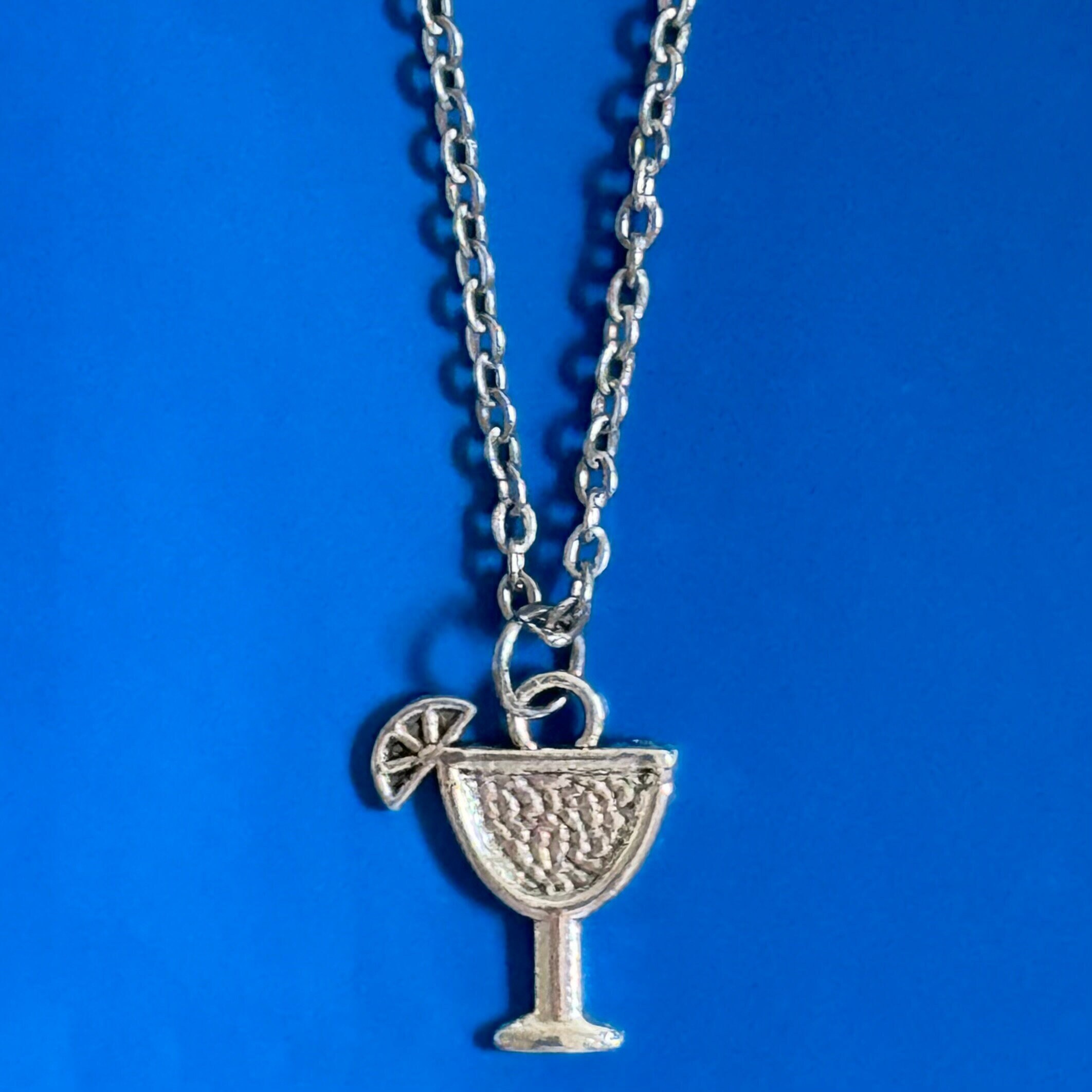 Silver Cocktail Necklace • Aperol Spritz Charm Necklace • Cocktail Gift • Cocktail theme present • Mixologist Gift • Bartender Gift •