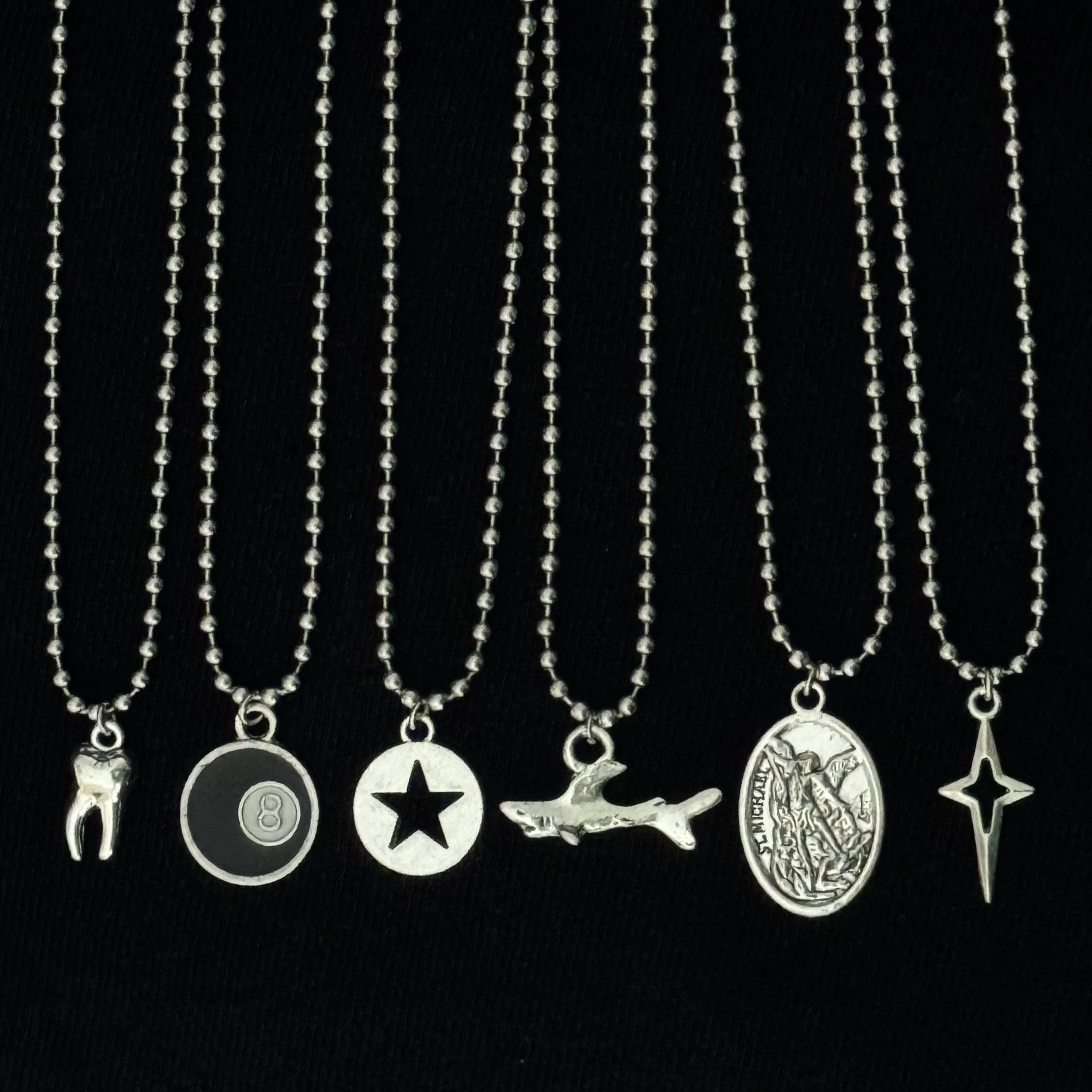 Silber Perlen Kugel Halskette, Herren Anhänger Halskette Silberkette , y2k Schmuck, Herren Charm Halskette, Silberkette, Alternativer Schmuck