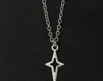 Y2K Silver Pointed Star Necklace Mens Pendant Necklace, Edgy Necklace , Mens Silver Charm Necklace, Mens Jewelry, Women's Jewellery, Modern