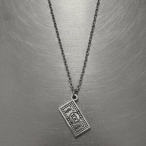 100 Dollar Bill Necklace Silver Mens Silver Chain Women's Necklace Pendant Necklace