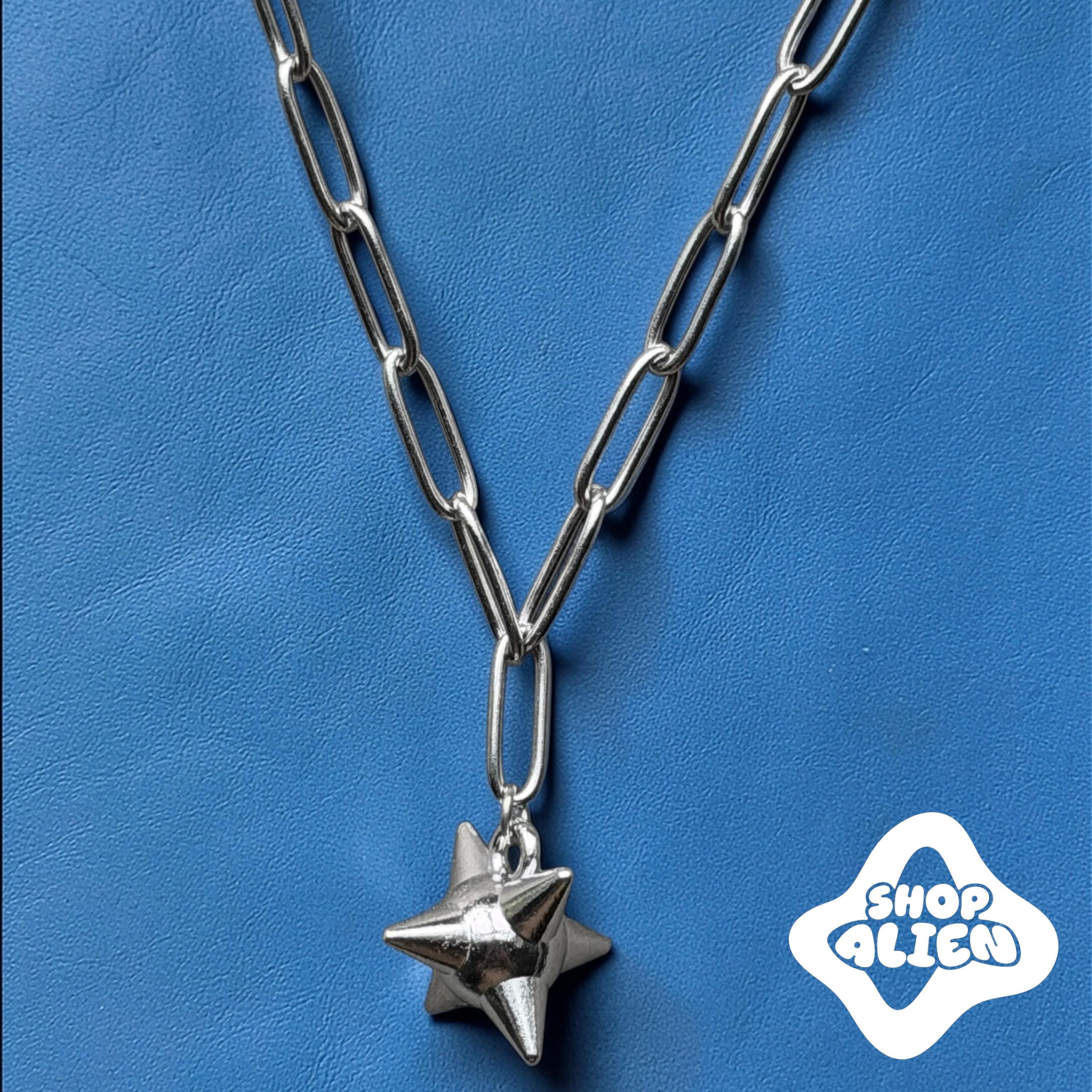 Silver Spike Ball Necklace Mens Women's Chain for Everyday Wear