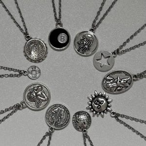 Mens Necklace Silver, Silver Necklace for Men, Silver Pendant Necklace, Mens Jewellery, Coin Necklace, Silver Chain Necklace, Charm Necklace
